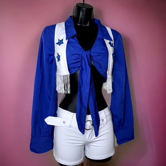 New L Dallas Cowboy Cheerleader Costume Set Outfit Football Halloween Texas NFL - Picture 1 of 8